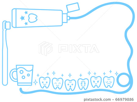 Cute frame of teeth and toothbrush set 66979886