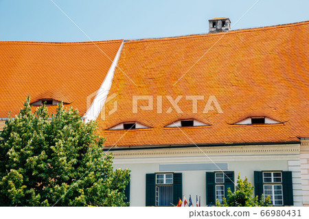 Medieval old town traditional house in Sibiu, Romania 66980431