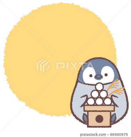 企鵝Hina和月亮看著餃子和月亮框架 66980970