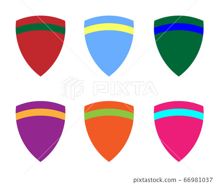 Set of color shields in 6 different shapes - Stock Illustration ...