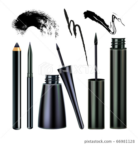 Eyeliner And Paint Stroke Visage Tool Set Vector 66981128