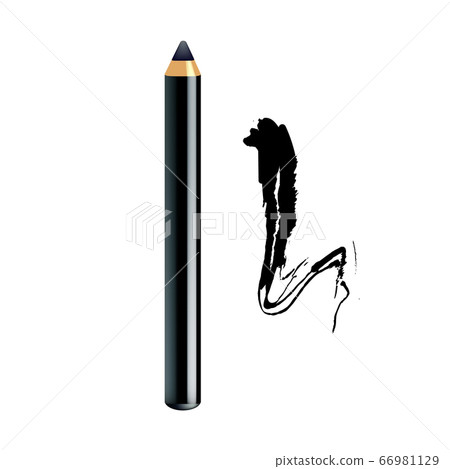 Eyeliner Pencil And Paint Stroke Makeup Set Vector 66981129