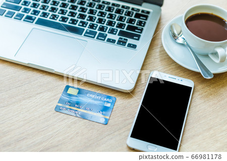 Credit card of laptop computer,smartphone and Credit card of laptop computer,smartphone and 66981178