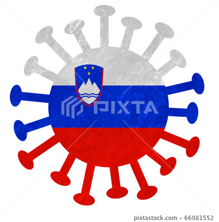 The national of Slovenia flag with corona virus or The national of Slovenia flag with corona virus or 66981552