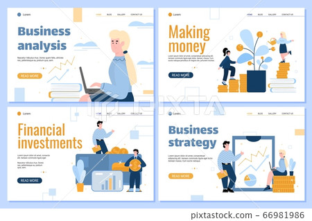 A set of web page templates of concepts of big earnings and good work. A set of web page templates of concepts of big earnings and good work. 66981986