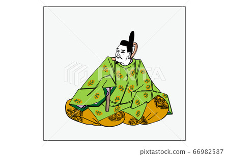 現在，有Hyakunin Isshu Azuma Nishiki框架詩人81 Gotoku Daiji左部長 66982587