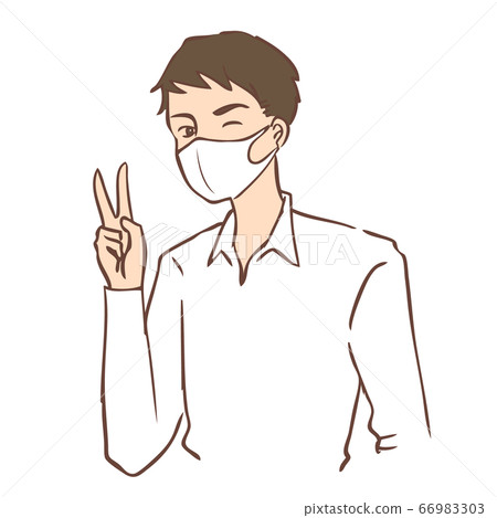 A man wearing a mask and doing a piece A man wearing a mask and doing a piece 66983303