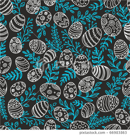 Easter seamless pattern with eggs and spring - Stock Illustration ...