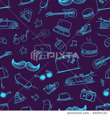 Hipster doodle vector elements seamless pattern Hipster doodle vector elements seamless pattern 66984182