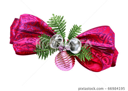 pink fabric bow isolated on white background 66984195