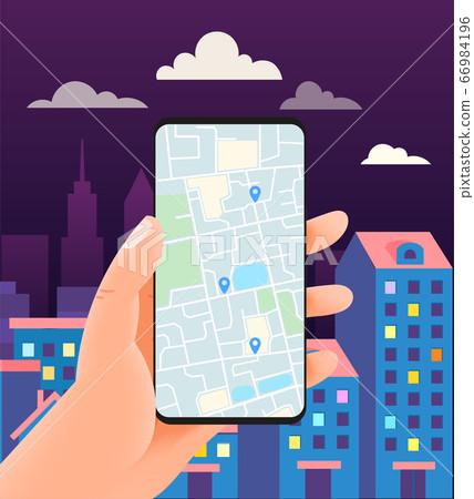 Man with modern smartphone. Using navigation 66984196