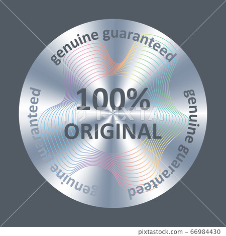 Original silver round holographic sticker. Vector badge, icon for product quality guarantee, holographic sticker 66984430
