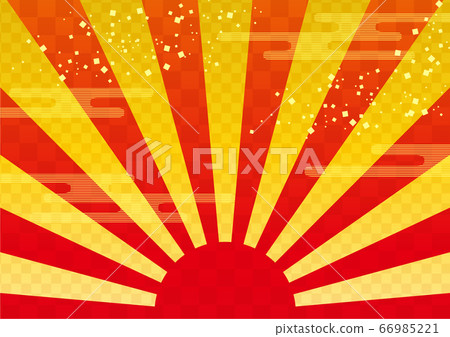 [New Year's card material] background image of the first sunrise gold red 66985221