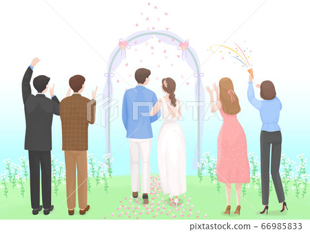 Start a new life concept, happy group of people from the back illustration 002 66985833