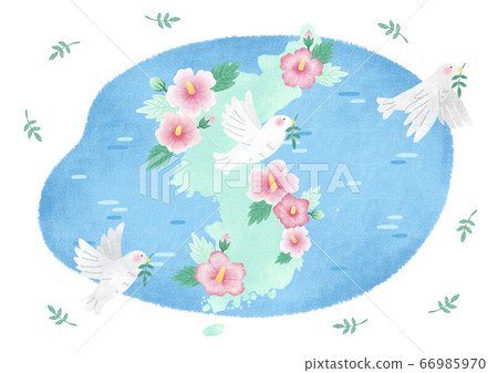 The National flag and National Flower of South Korea vector illustration. 003 66985970