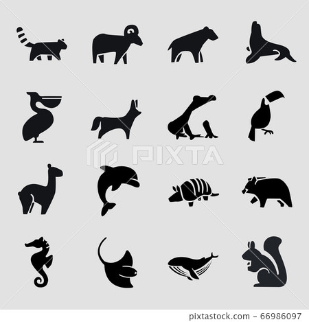 Set of different animals icon flat style illustration 012 66986097