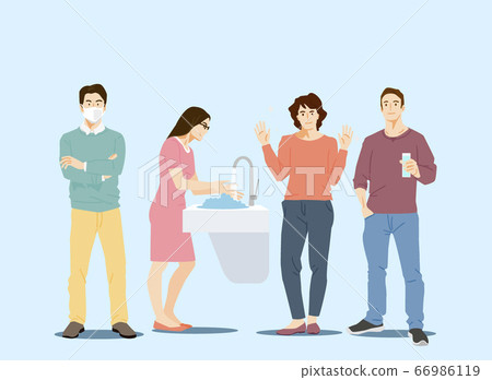Air pollution concept, people face wearing masks illustration 012 Air pollution concept, people face wearing masks illustration 012 66986119