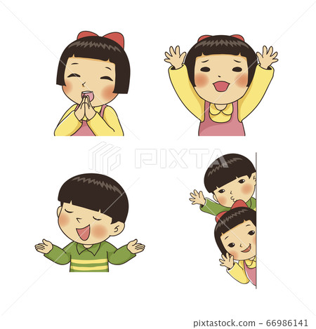 Faces with different emotions in cartoon style illustration 005 66986141