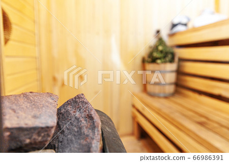 Interior details Finnish sauna steam room with Interior details Finnish sauna steam room with 66986391