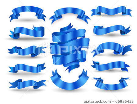 Blue ribbon banner collection.-插圖素材 [66986432] - PIXTA圖庫