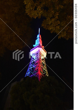 Nagoya TV Tower lit up in rainbow 66986494