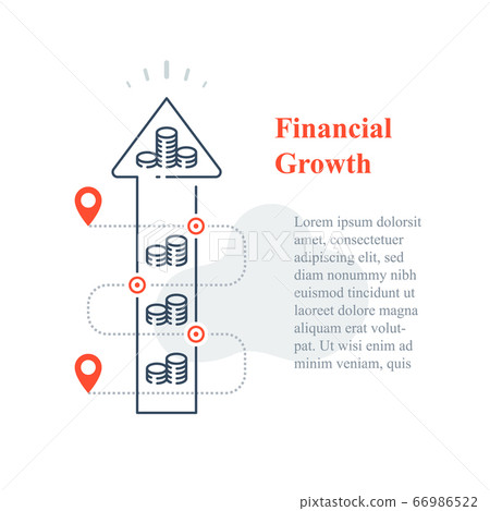 Long term investment strategy, stock market portfolio increase, boost revenue, business growth 66986522