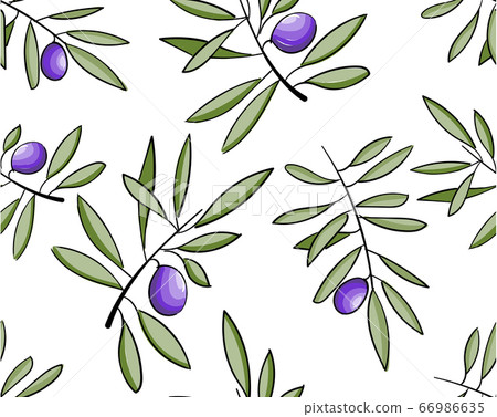 Seamless pattern olive tree twigs isolated on - Stock Illustration ...
