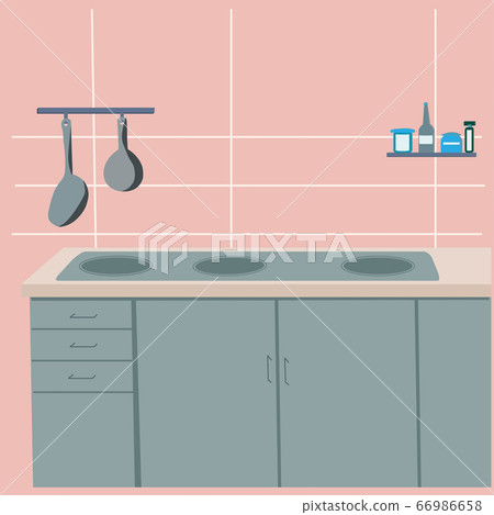Kitchen with furniture set. Cozy room interior Kitchen with furniture set. Cozy room interior 66986658