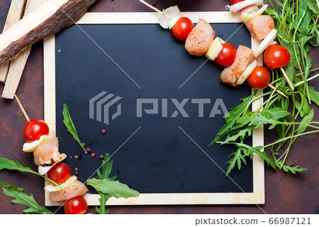 BBQ barbecue ingredients with marinated BBQ grill 66987121