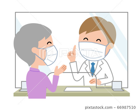 Reception desk Installed acrylic plate to prevent virus infection 66987510
