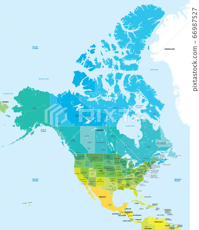 Color map of the USA and Canada Color map of the USA and Canada 66987527