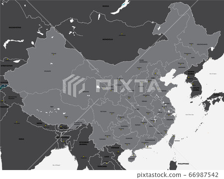 Black and white map of China 66987542