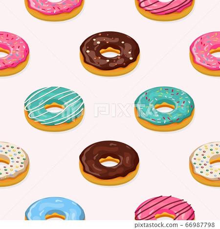 Donuts seamless pattern - Stock Illustration [66987798] - PIXTA