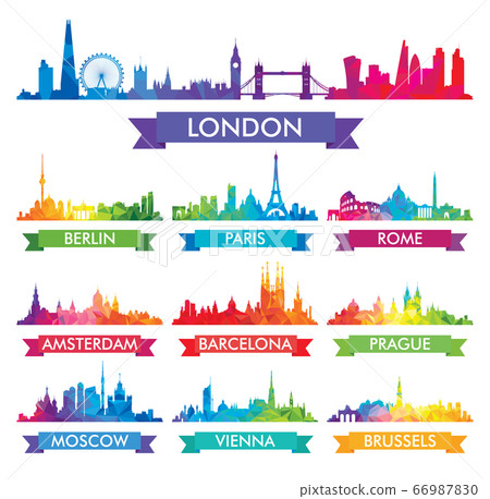 City skyline of Europe Colorful vector 66987830
