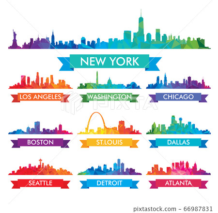 City skyline of America Colorful vector City skyline of America Colorful vector 66987831