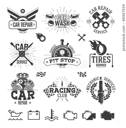 Car service Labels, Emblems and Logos-插圖素材 [66987834] - PIXTA圖庫