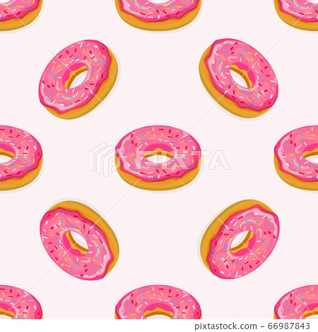 Donuts seamless pattern - Stock Illustration [66987843] - PIXTA