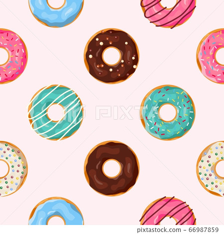 Donuts seamless pattern - Stock Illustration [66987859] - PIXTA
