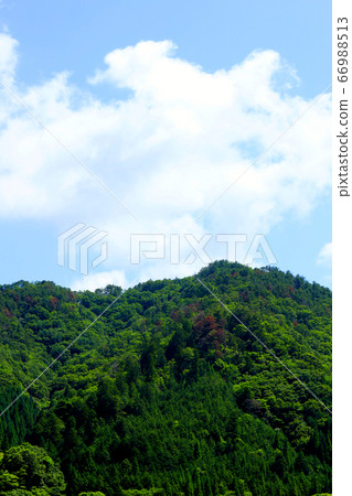 Higashi-Omi City, Shiga Prefecture, Landscape of Eigenji Temple, Mountains and Summer Sky [June] 66988513