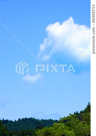 Higashi-Omi City, Shiga Prefecture, Landscape of Eigenji Temple, Mountains and Summer Sky [June] 66988553
