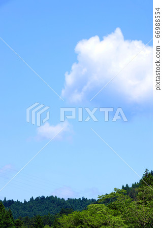Higashi-Omi City, Shiga Prefecture, Landscape of Eigenji Temple, Mountains and Summer Sky [June] 66988554