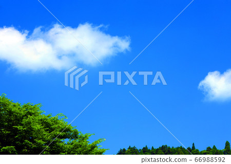Higashi-Omi City, Shiga Prefecture, Landscape of Eigenji Temple, Mountains and Summer Sky [June] 66988592