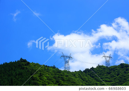 Higashi-Omi City, Shiga Prefecture, Landscape of Eigenji Temple, Mountains and Summer Sky [June] 66988603