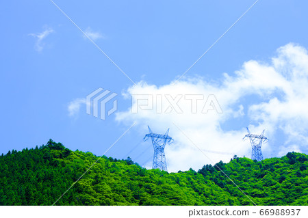 Higashi-Omi City, Shiga Prefecture, Landscape of Eigenji Temple, Mountains and Summer Sky [June] 66988937