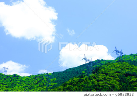 Higashi-Omi City, Shiga Prefecture, Landscape of Eigenji Temple, Mountains and Summer Sky [June] 66988938