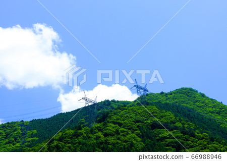 Higashi-Omi City, Shiga Prefecture, Landscape of Eigenji Temple, Mountains and Summer Sky [June] 66988946