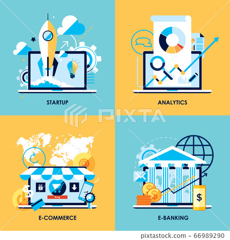 Flat design concepts for startup, analytics, 66989290