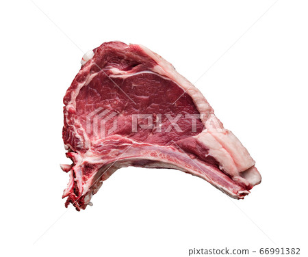 a piece of fresh raw meat on white background a piece of fresh raw meat on white background 66991382