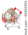 Shopping cart with a handcuffs and ammunition 66992891