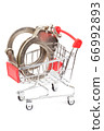 Shopping cart with a handcuffs 66992893